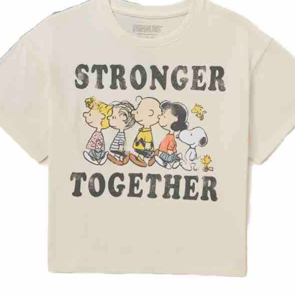 Peanuts Gang Girls Stronger Together Short Sleeve Graphic Tee Shirt XL NEW